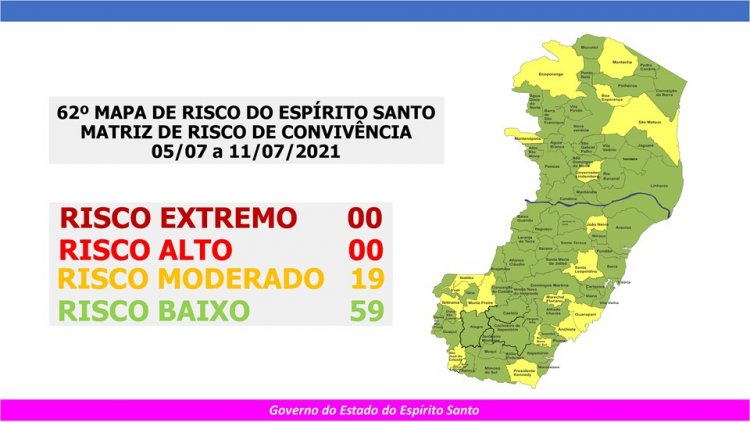 Nenhum município em Risco Alto no novo Mapa de Risco, que passa a vigorar a partir desta segunda-feira