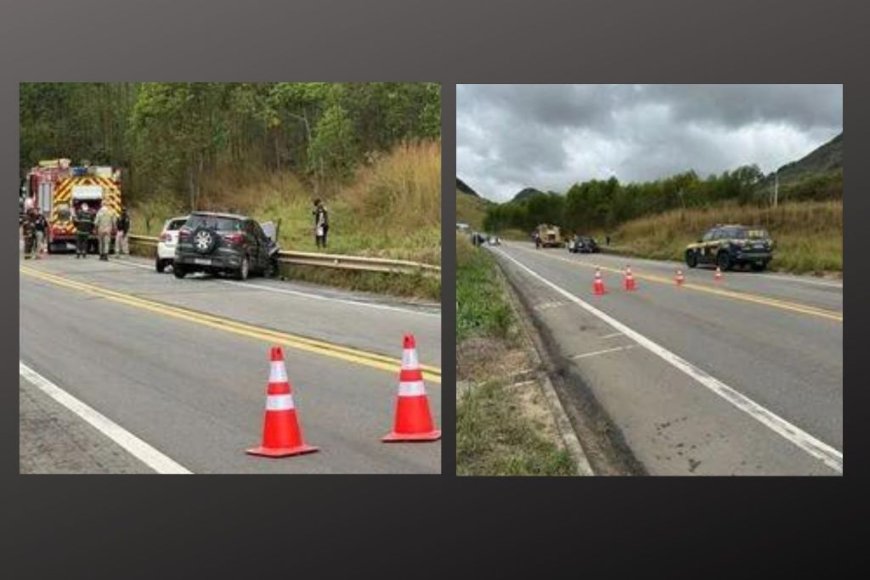 Acidente entre dois carros deixa uma mulher morta na BR-259, em João Neiva