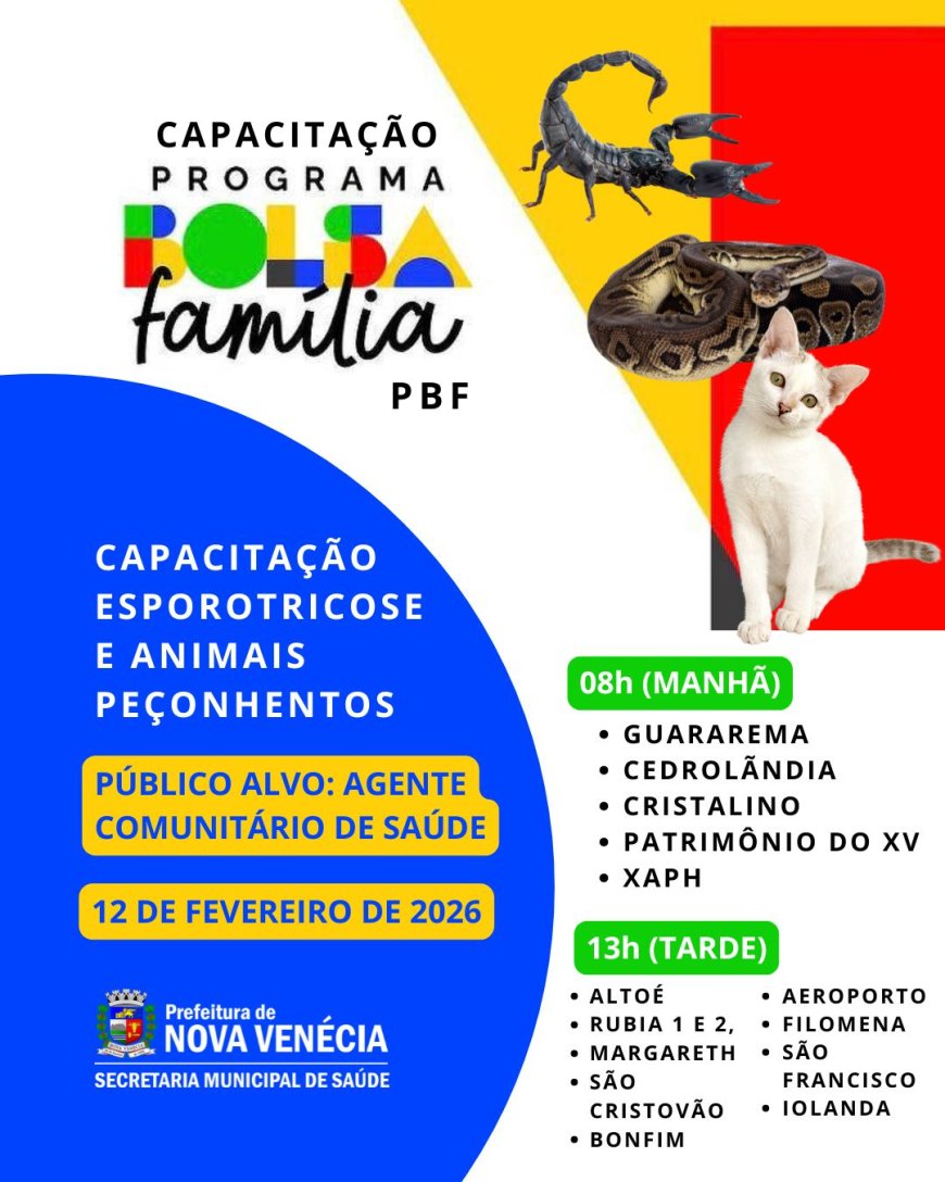 Agentes de saúde passarão por capacitação sobre esporotricose e animais peçonhentos em Nova Venécia