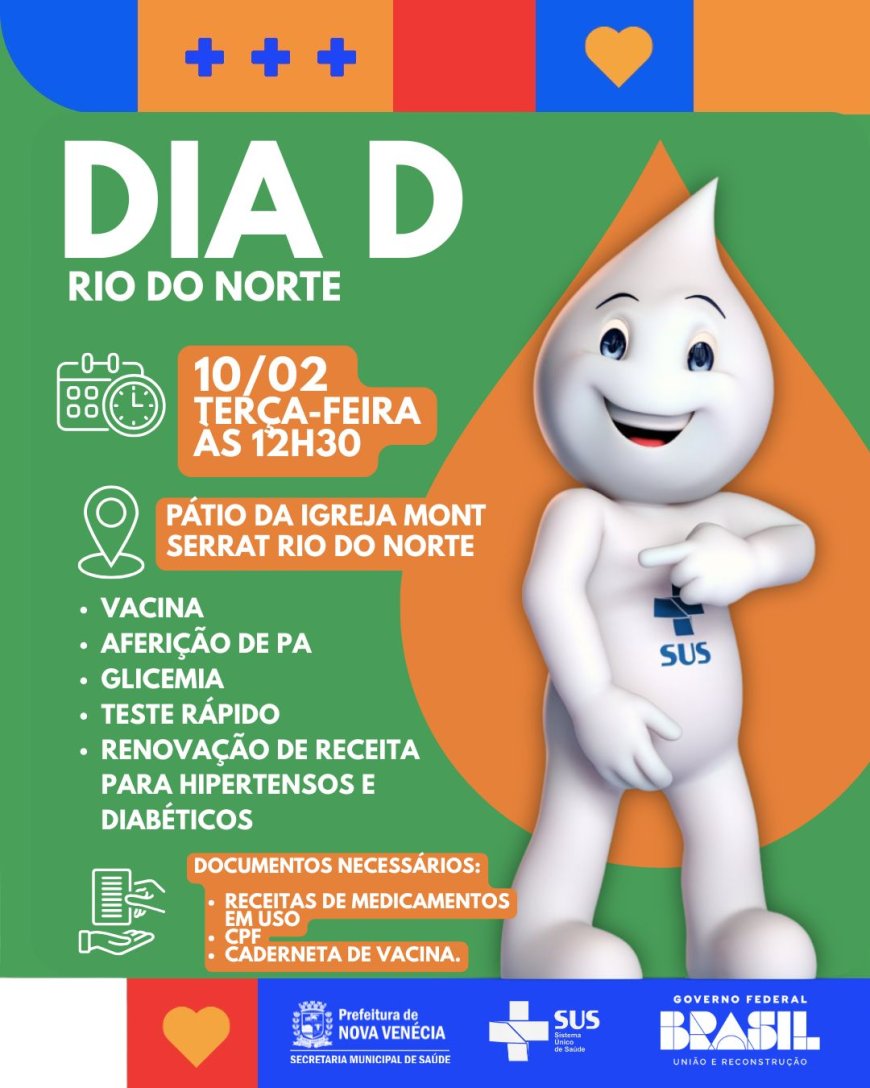 Prefeitura de Nova Venécia realiza Dia D de saúde na Comunidade Mont Serrat no Rio do Norte